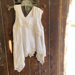 Koche | Cotton & Lace Tank Top Asymmetric